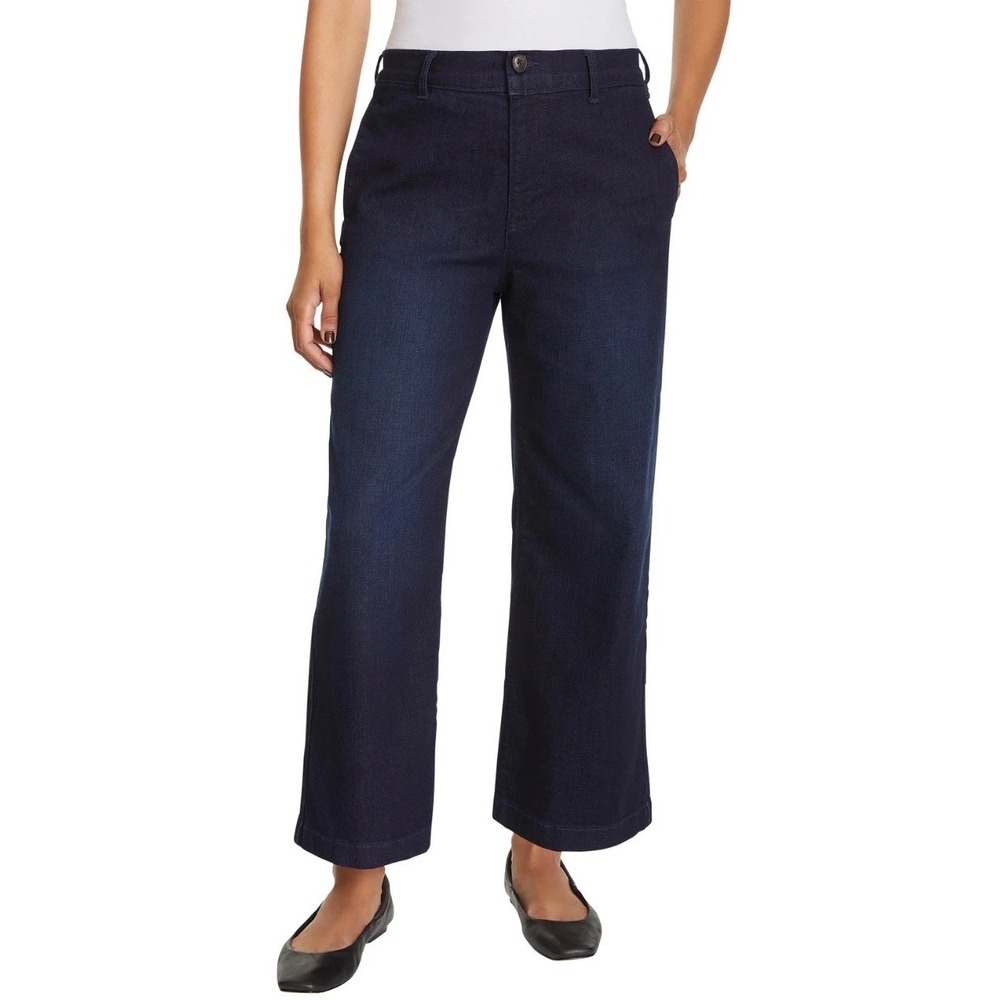 Ella Moss Womens Wide Leg Crop Pants Dark Indigo Denim •14• Dark Academia Modern